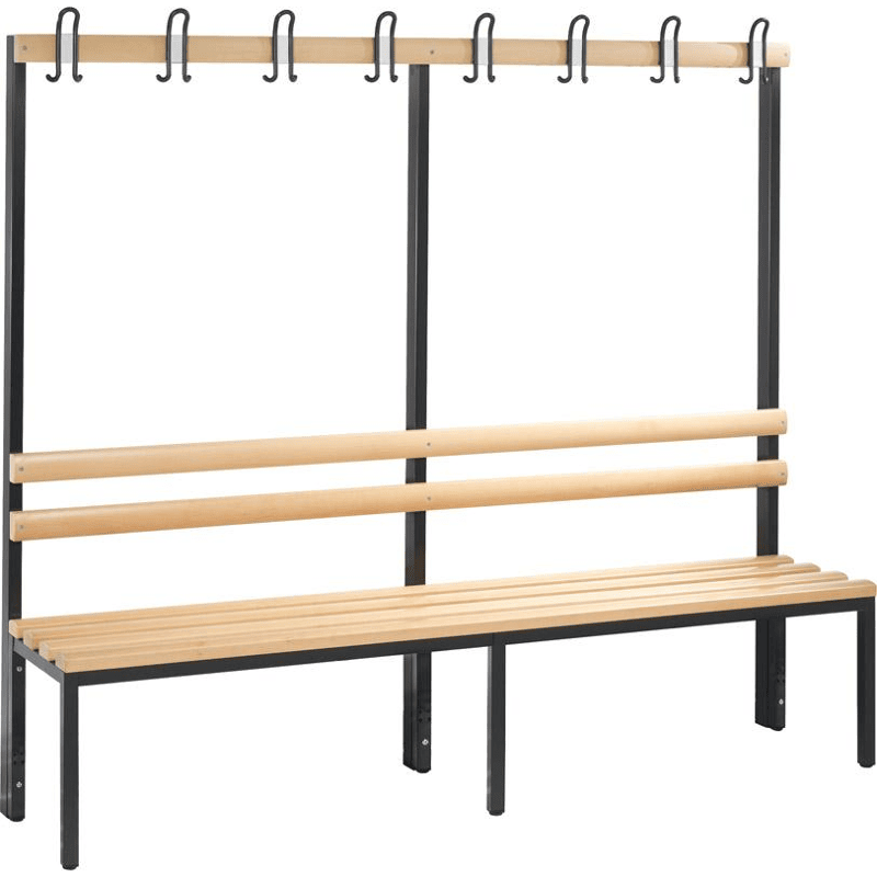 Sitzbank Holz RAL 7021 1650x2000x403mm 8 Haken