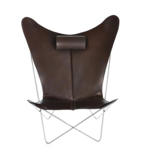 KS Chair Ledersessel Edelstahl Mocca