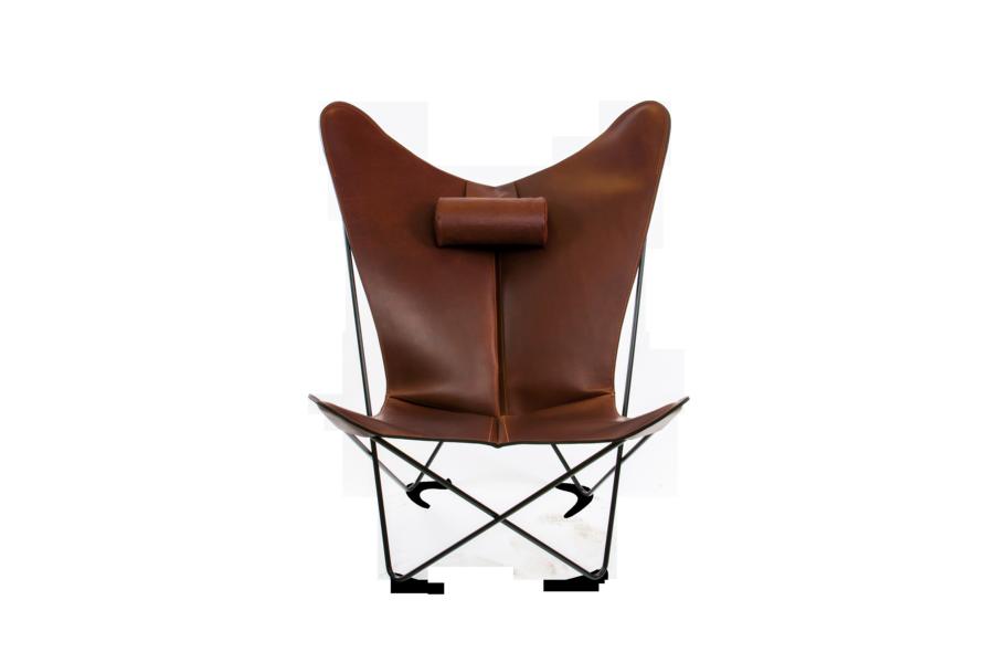 KS Chair Ledersessel Stahl schwarz, Cognac