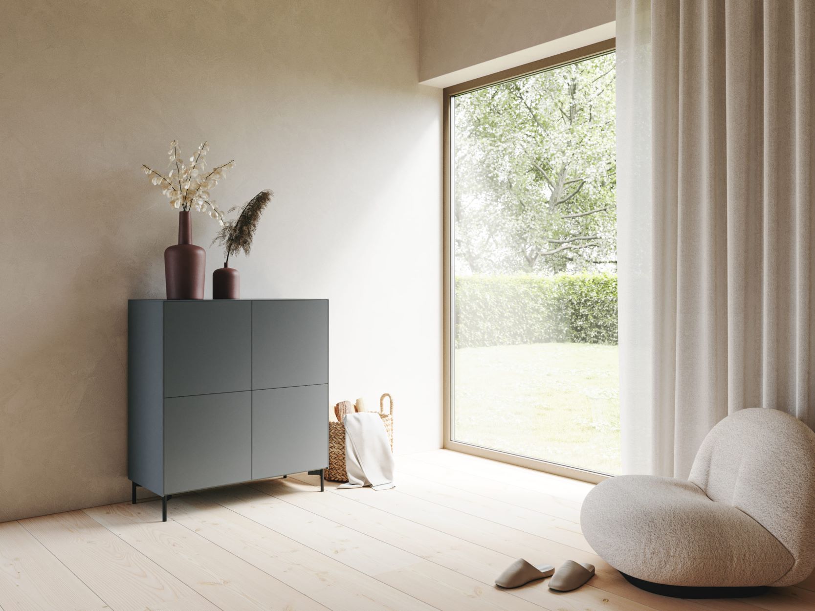 Connect Kommode Viertürer Graphite Rundfuß - Gallery 1 Connect Kommode Viertürer Graphite Rundfuß