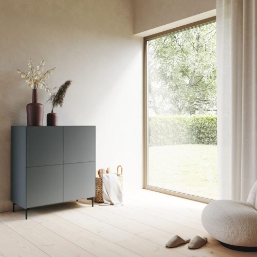 Connect Kommode Viertürer Graphite Rundfuß