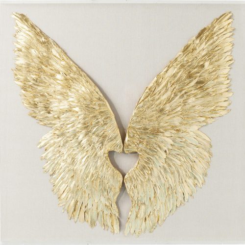 Wandschmuck Wings Gold-Weiß 120x120cm