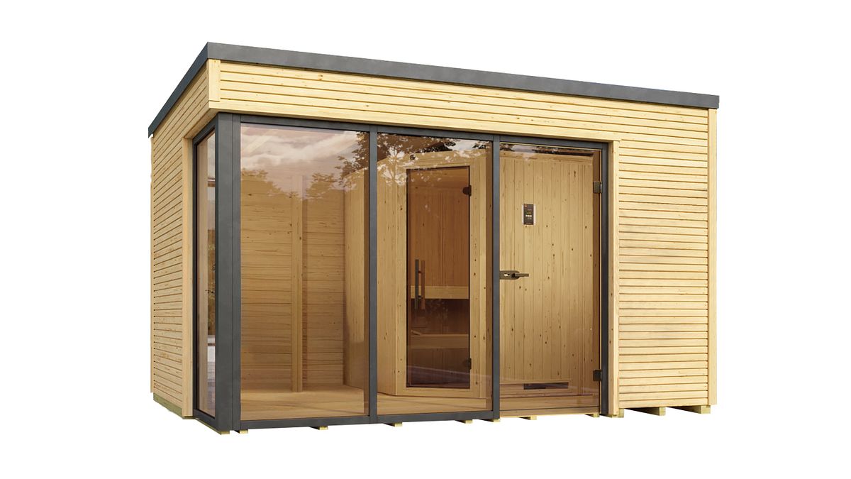Weka Design-Saunahaus Cubilis inkl. Elementsauna 45/68 mm 7,5 kW Bio-Kombiofen BioS inkl. Steuerung Weka Design-Saunahaus Cubilis inkl. Elementsauna 45/68 mm 7,5 kW Bio-Kombiofen BioS inkl. Steuerung