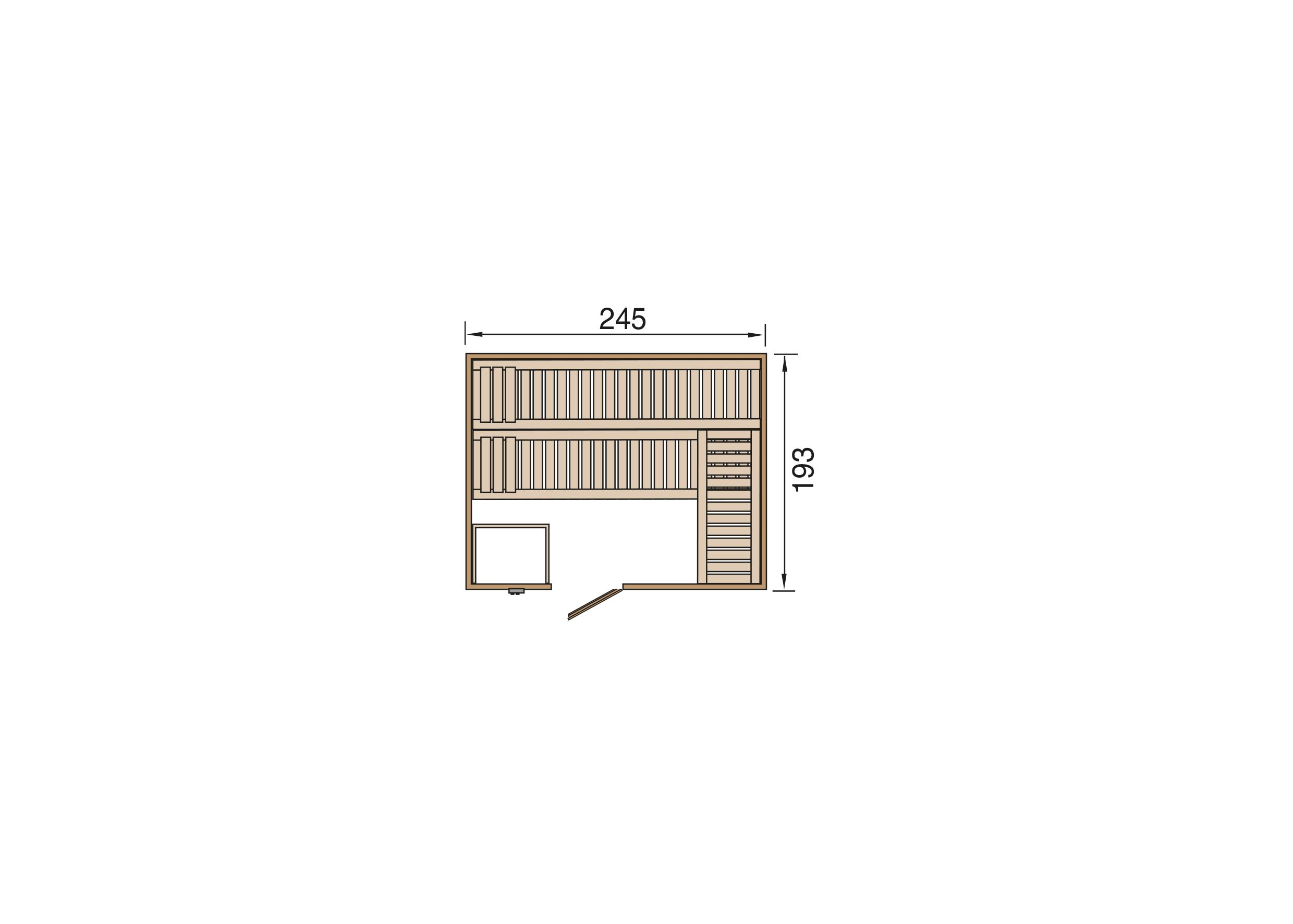 Weka Premium Massivholz-Elementsauna Kemi 5 mit Glastür - 45 mm 7,5 kW Saunaofen OS inkl. Steuerung