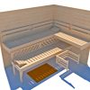 Weka Premium Massivholz-Elementsauna Kemi 5 mit Glastür - 45 mm 7,5 kW Saunaofen OS inkl. Steuerung