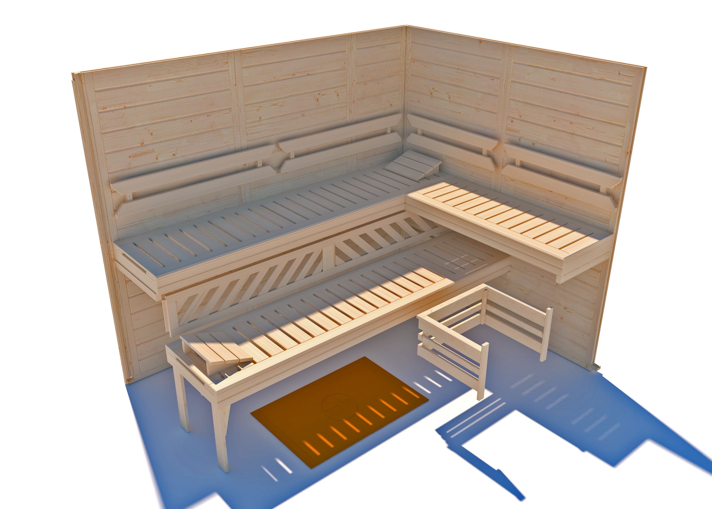 Weka Premium Massivholz-Elementsauna Kemi 5 mit Glastür - 45 mm 7,5 kW Saunaofen OS inkl. Steuerung