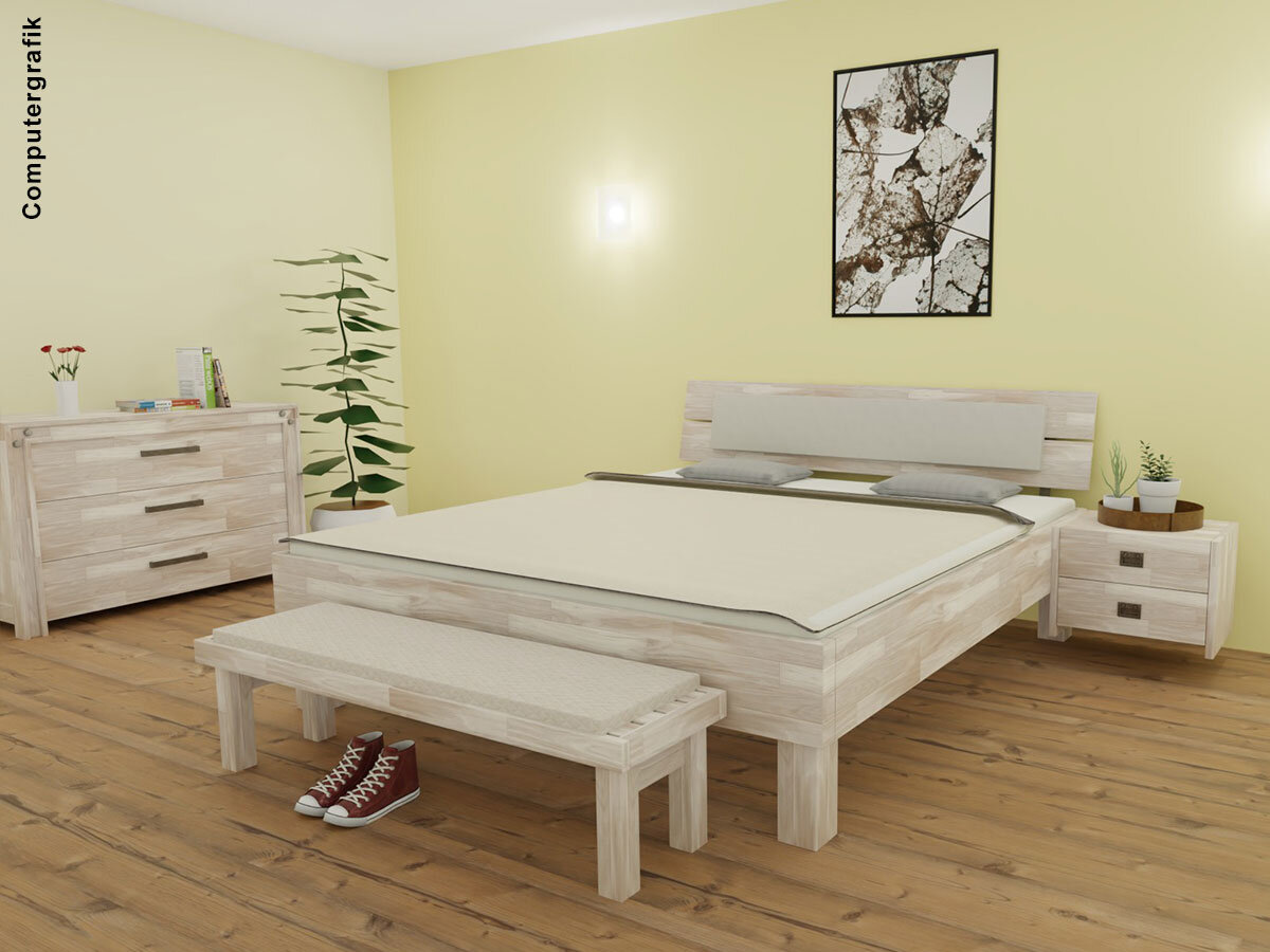 Xpress Hasena Factory Arcada Massivholzbett Akazie Vintage grey, lackiert (64) 180 x 200 cm 20 cm